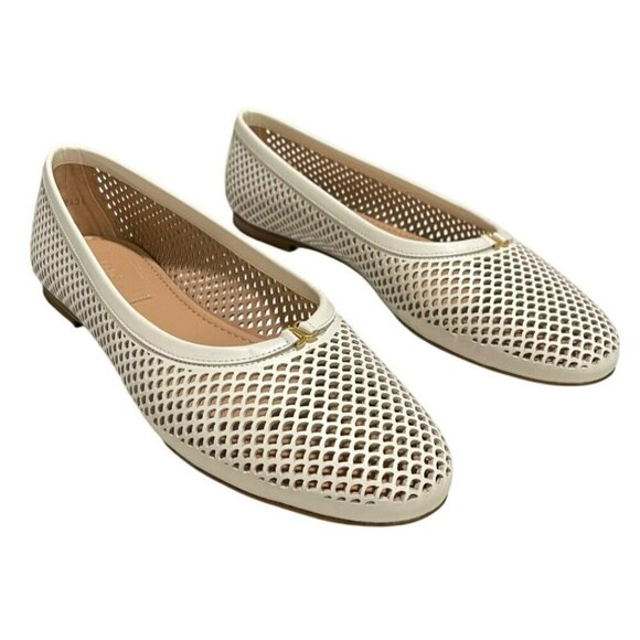 Chloe Marcie Ballerina Eggshell Slip On Flat Shoes Size 8
